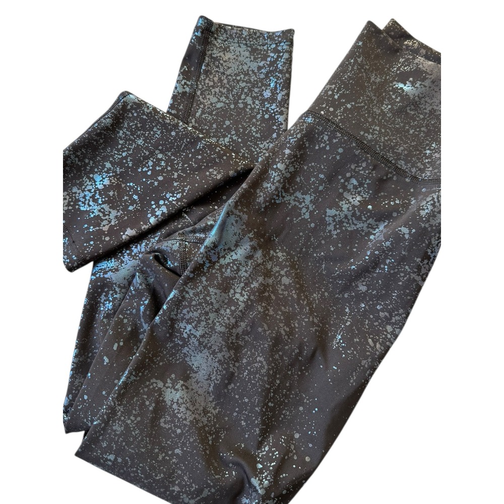 CARBON38 Leggings Black Blue Foil Splatter High‎ Rise Athletic Women's Size XS